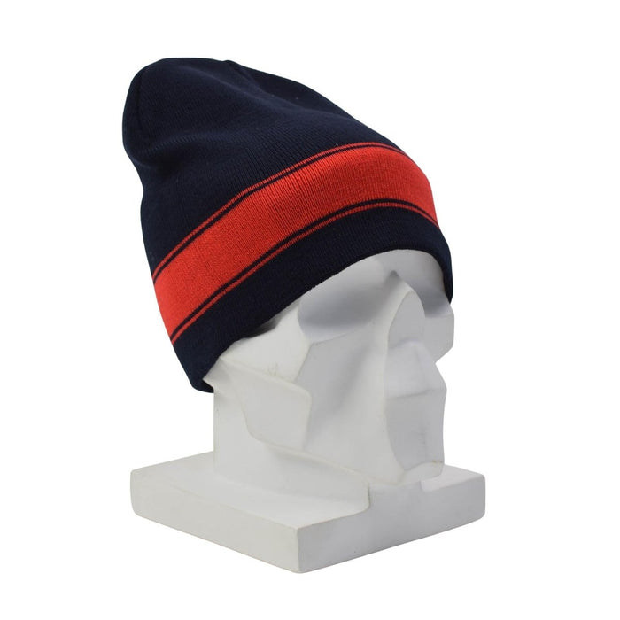 Original Dutch Military Wool Winter Watch Cap Beanie Dark Blue Red Stripes - GoMilitar