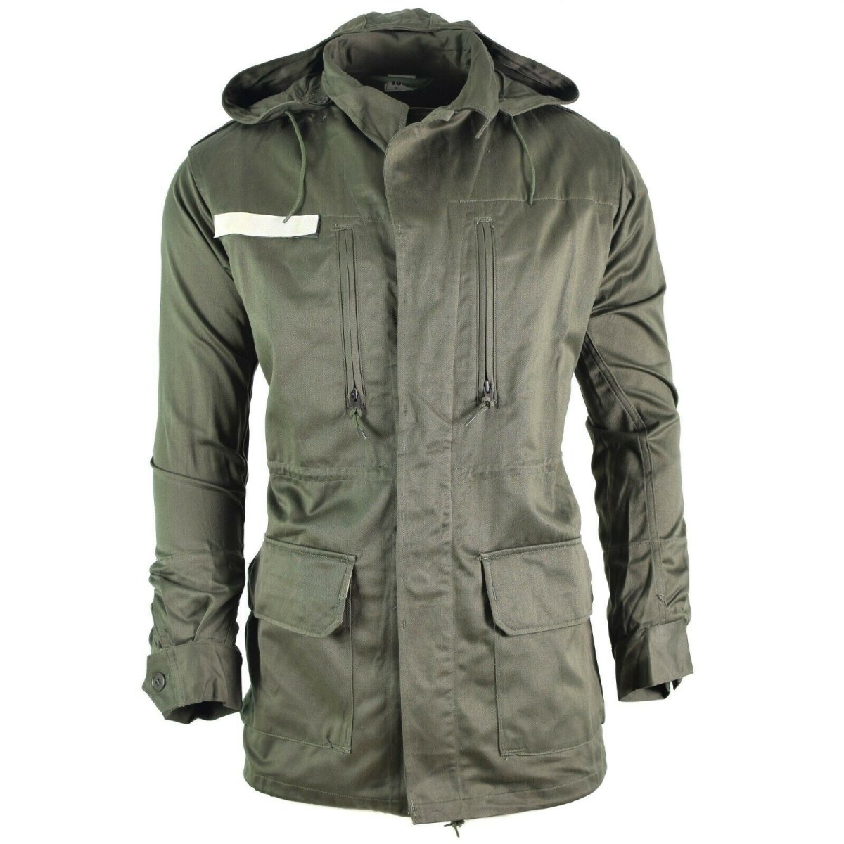 Original French army Olive OD jacket fatigue combat military hooded parka sateen