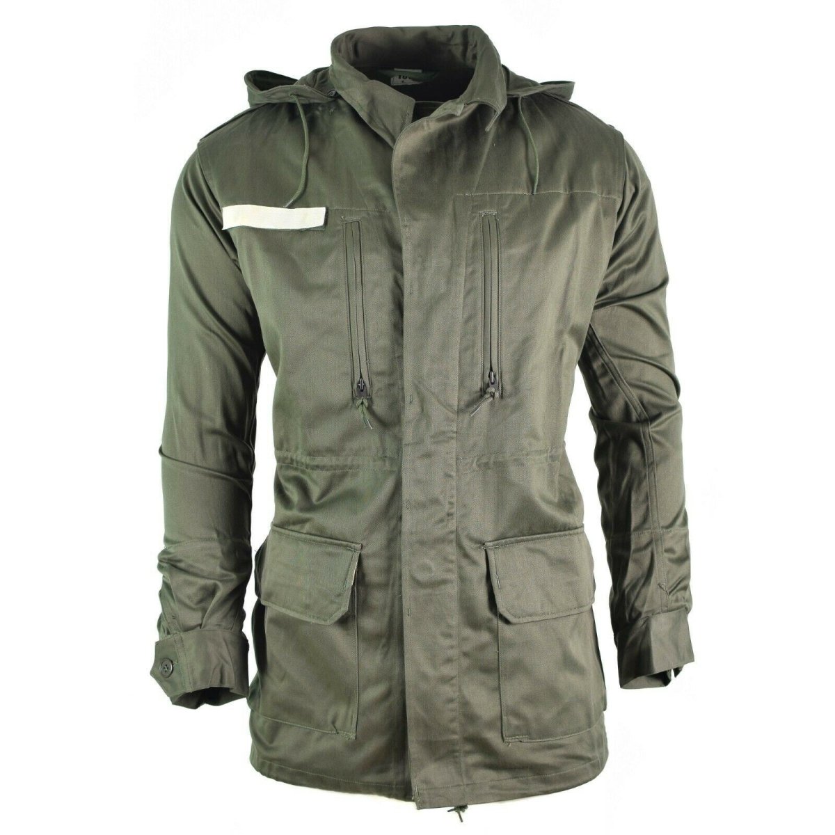 Original French army Olive OD jacket fatigue combat military hooded parka sateen
