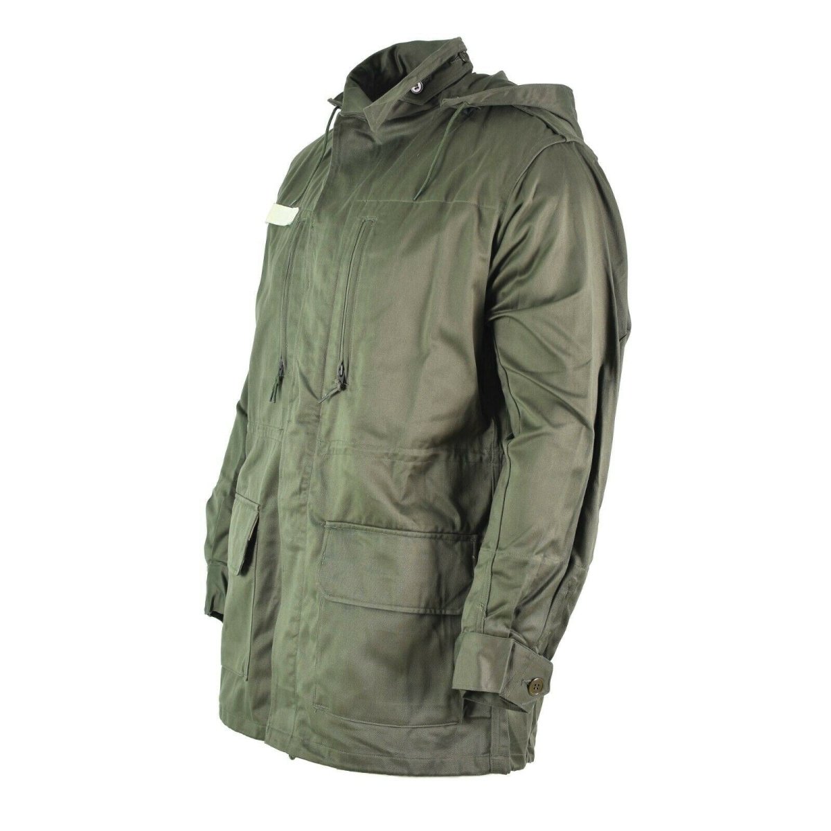 Original French army Olive OD jacket fatigue combat military hooded parka sateen