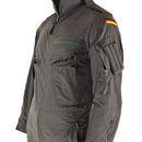 Original German army cotton jumpsuit coverall with German flag patch and zippered pockets on sleeve and chest