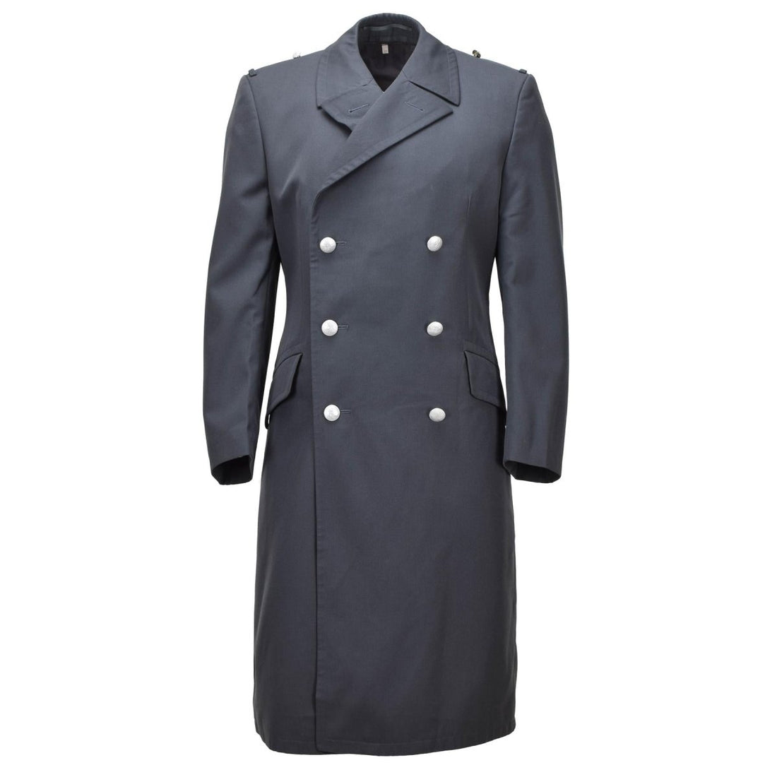 Original German Bundeswehr Military Double-Breasted Long Overcoat Gray