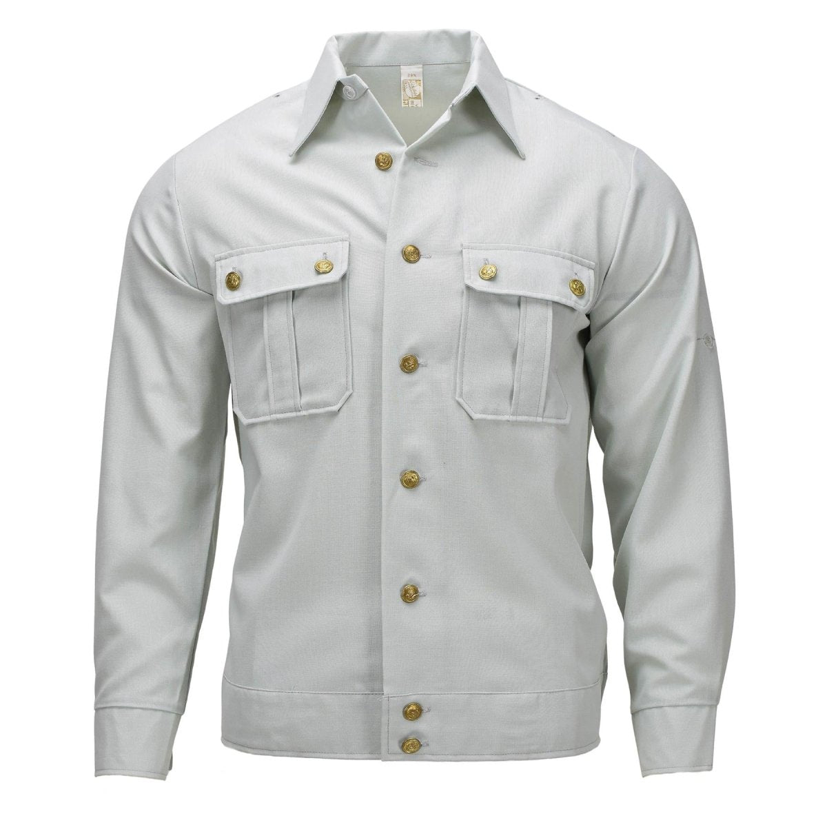 Original German Military Dress Shirt Long Sleeve Cotton Blend Light Green