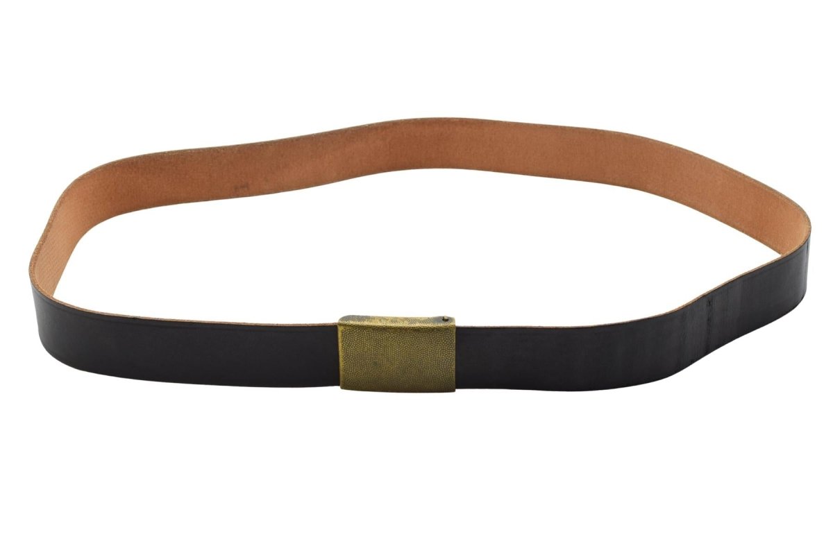 Original German Military Leather Trousers Belt Bundesmarine Army Navy Black