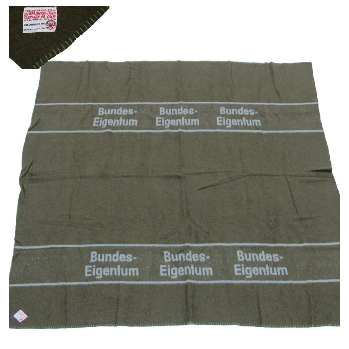 Original German Military Wool Blanket 210x200cm Bundeswehr Style Brown