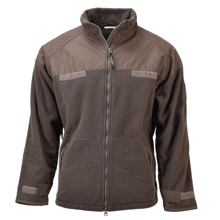 Original Hungarian military brown fleece jacket storm stopper adjustable cuffs - GoMilitar