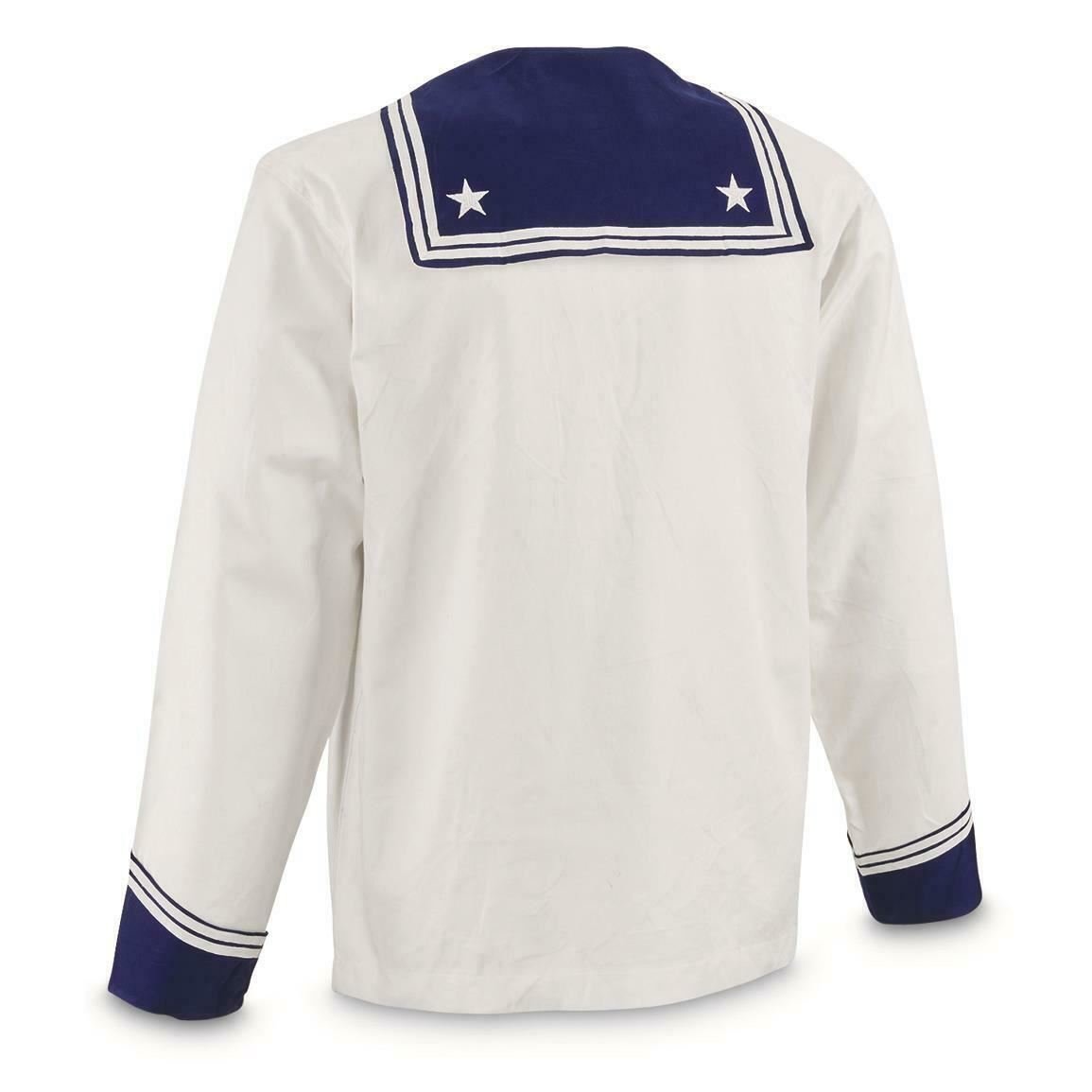 Original Italian army navy middy shirt long sleeves white naval military sailors