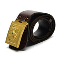 Original Italian Army Parade Belt Leather Gold Buckle Ceremonial Brown