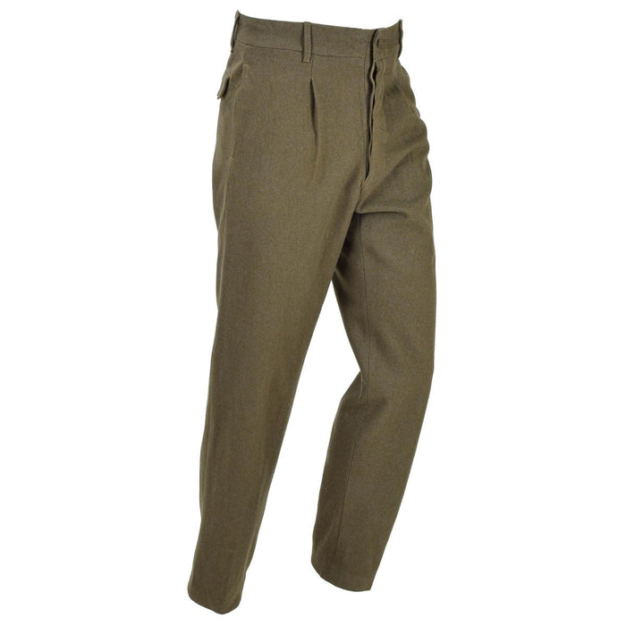 Original Italian army wool uniform olive pants dress formal vintage trousers - GoMilitar