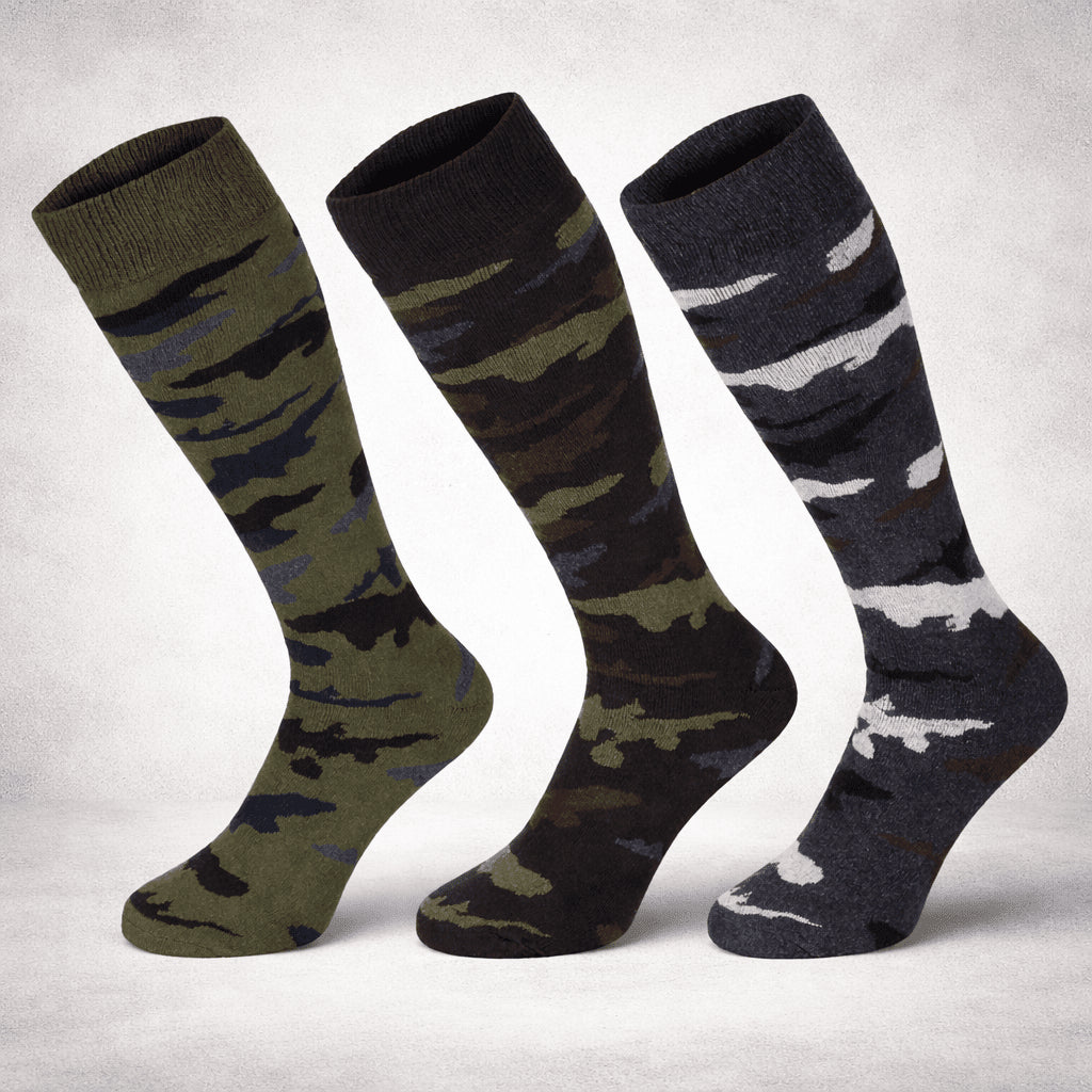 Original Italian Military Esercito Winter Socks Long High 3 Pack Camouflage