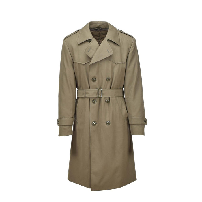 Original Italian Military trench coat khaki formal coat lined belted vintage NEW - GoMilitar