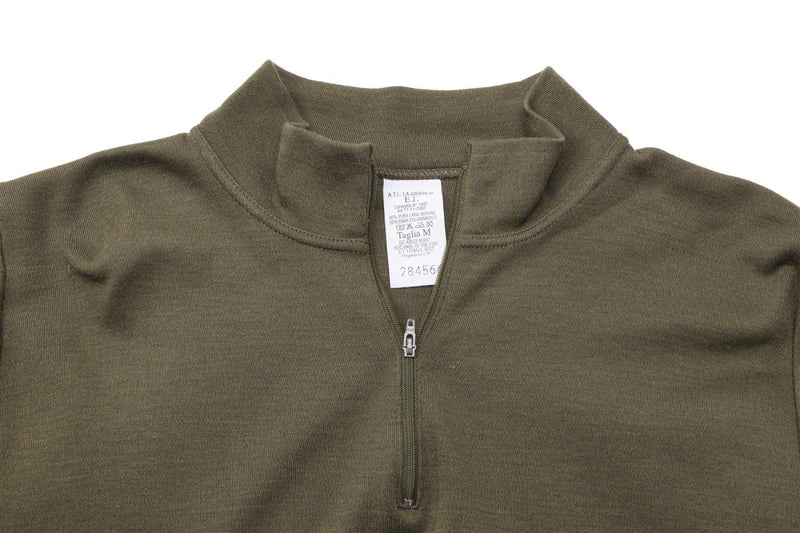 Original Italy military shirt zipper undershirt lightweight breathable Olive - GoMilitar