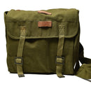 Original Romanian Army green cotton military surplus shoulder carrying bag with durable straps and classic design