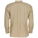 Original Spanish Military Long Sleeve Field Duty Work Shirt Lightweight Khaki shown from the back with long sleeves and button cuffs