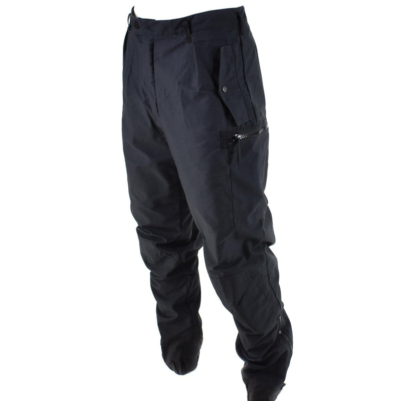Black Swedish Army M90 thermal field combat trousers designed for warmth, durability, and flexibility in extreme cold.