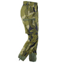 Original Swedish Military M90 Splinter camouflage field combat pants with reinforced knees and secure pockets shown from side view.