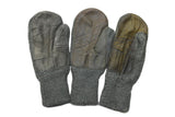 Original Swiss army gray wool cold weather mittens leather palm military issue