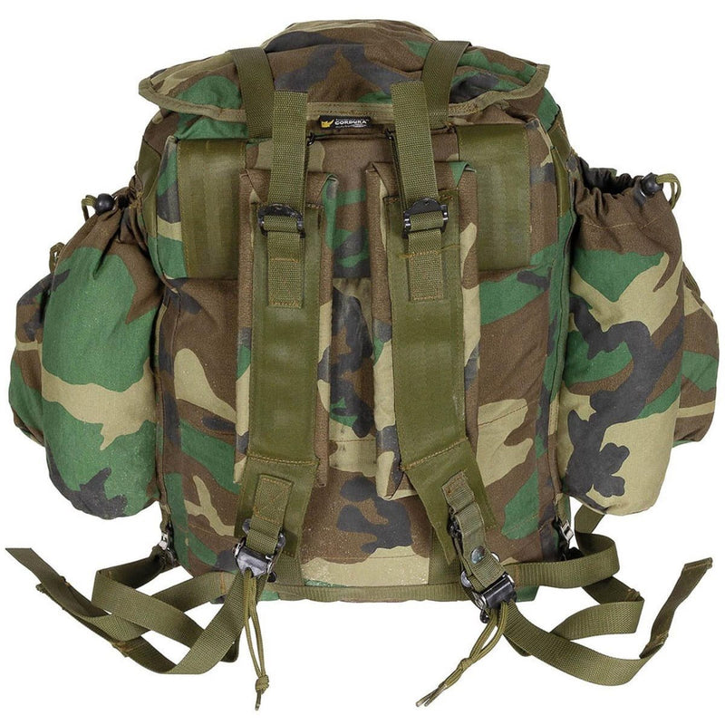 Original Turkish Army 40L Backpack Front Pockets Cordura Fabric Woodland Camo - GoMilitar