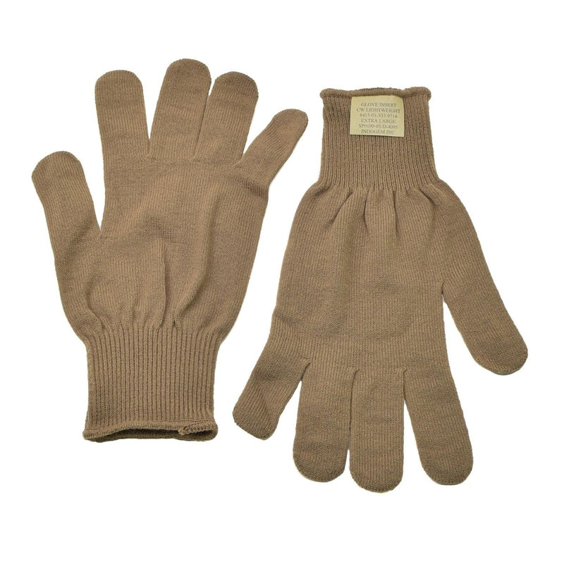 Original US Military gloves knitted mittens inserts liners warmers brown NEW