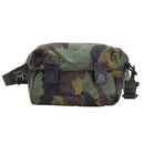 Woodland camouflage original U.S. military shoulder bag pouch with buckle closure and adjustable strap.