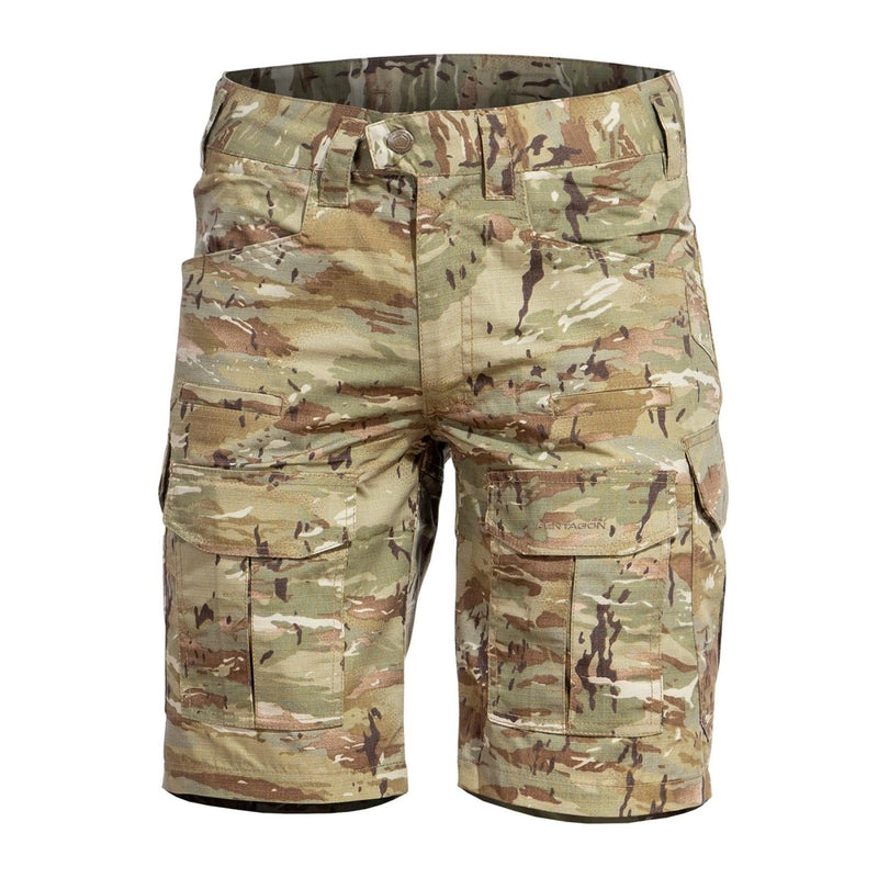 PENTAGON Lycos ripstop cargo shorts in lizard camo with reinforced pockets and durable polycotton blend fabric