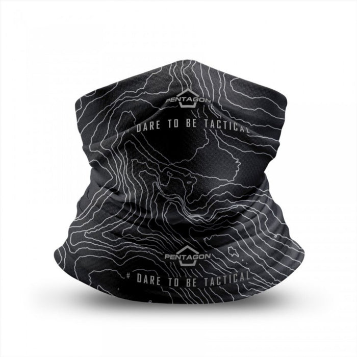 PENTAGON Skiron Topographic Map Neck Gaiter Quick Dry Fabric Graphic Design - GoMilitar