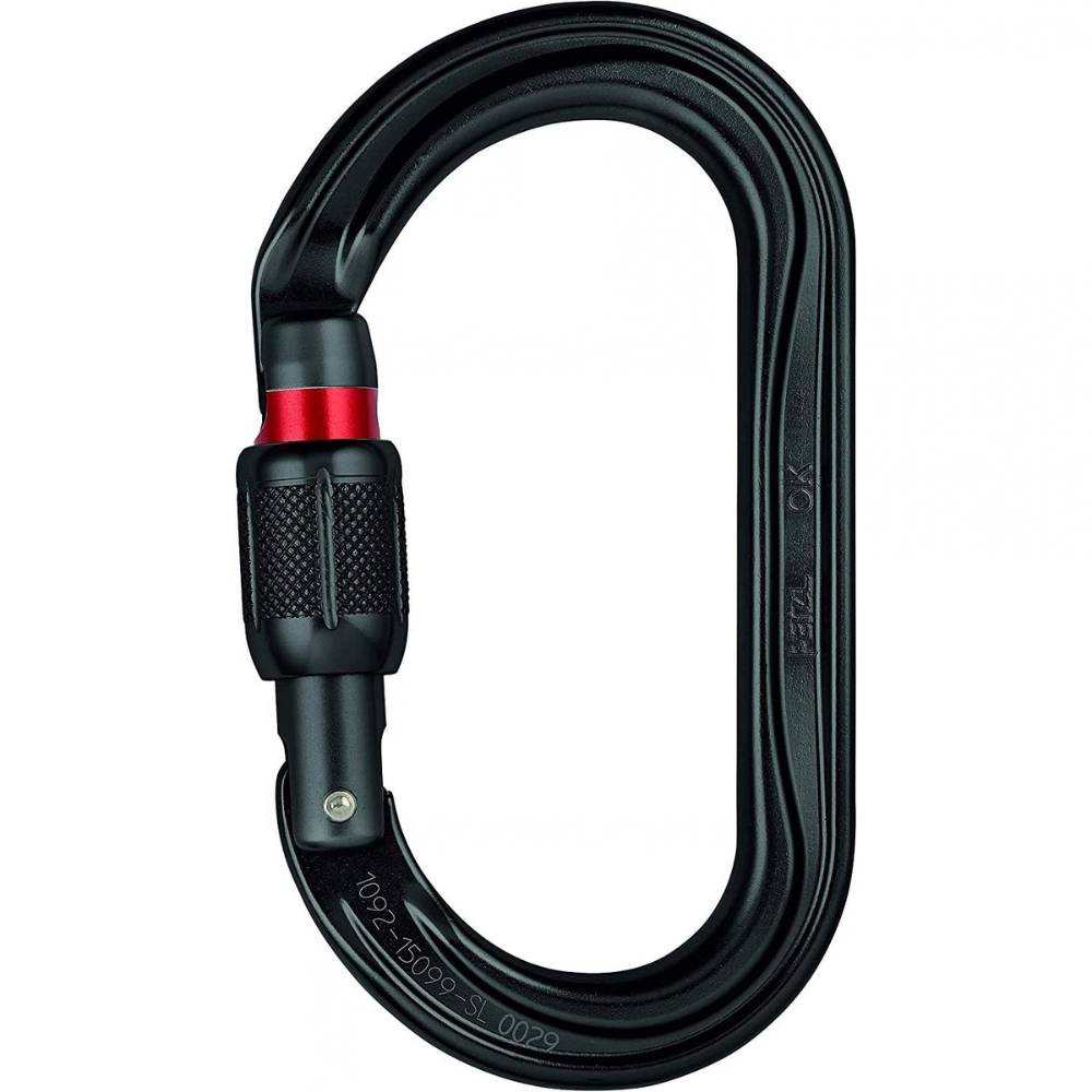 PETZL OK SCREW-LOCK Symmetric Aluminum Carabiner Rigging Black 24kN