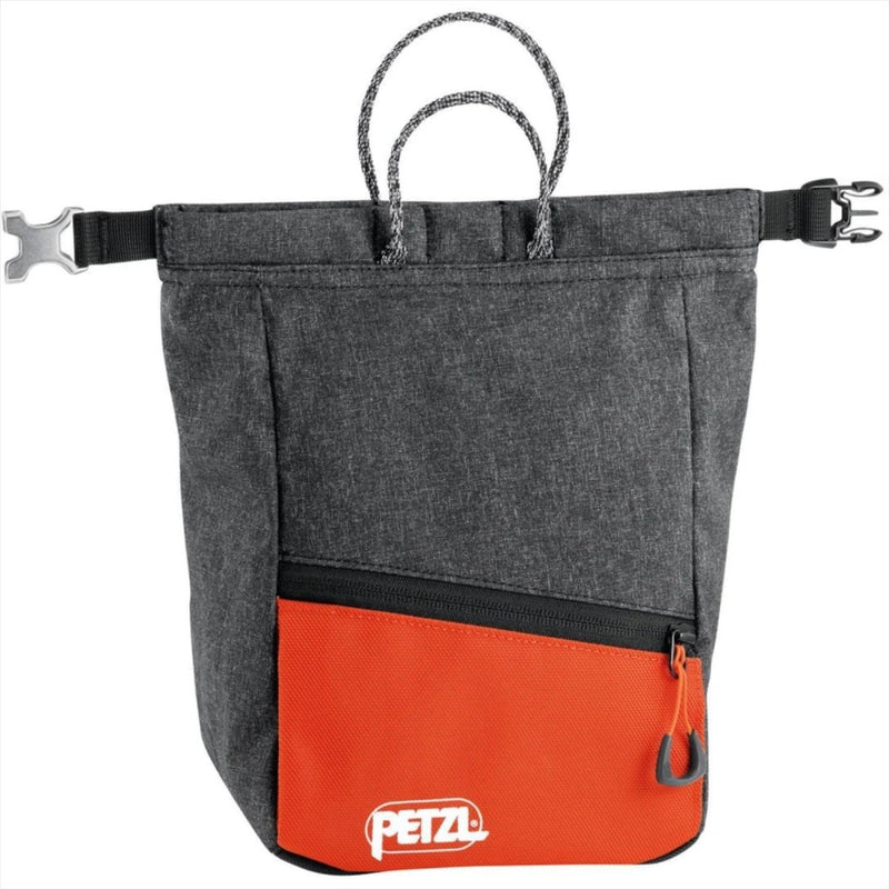 PETZL SAKAB Chalk Bag Durable Magnetic Roll Top Closure Multiple Pockets Gray