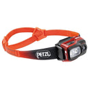 Petzl Swift RL rechargeable headlamp with 1100 lumens, orange adjustable headband, and water-resistant design