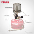 Primus Micron gas lamp lantern light adjustable bright ignition hanging system