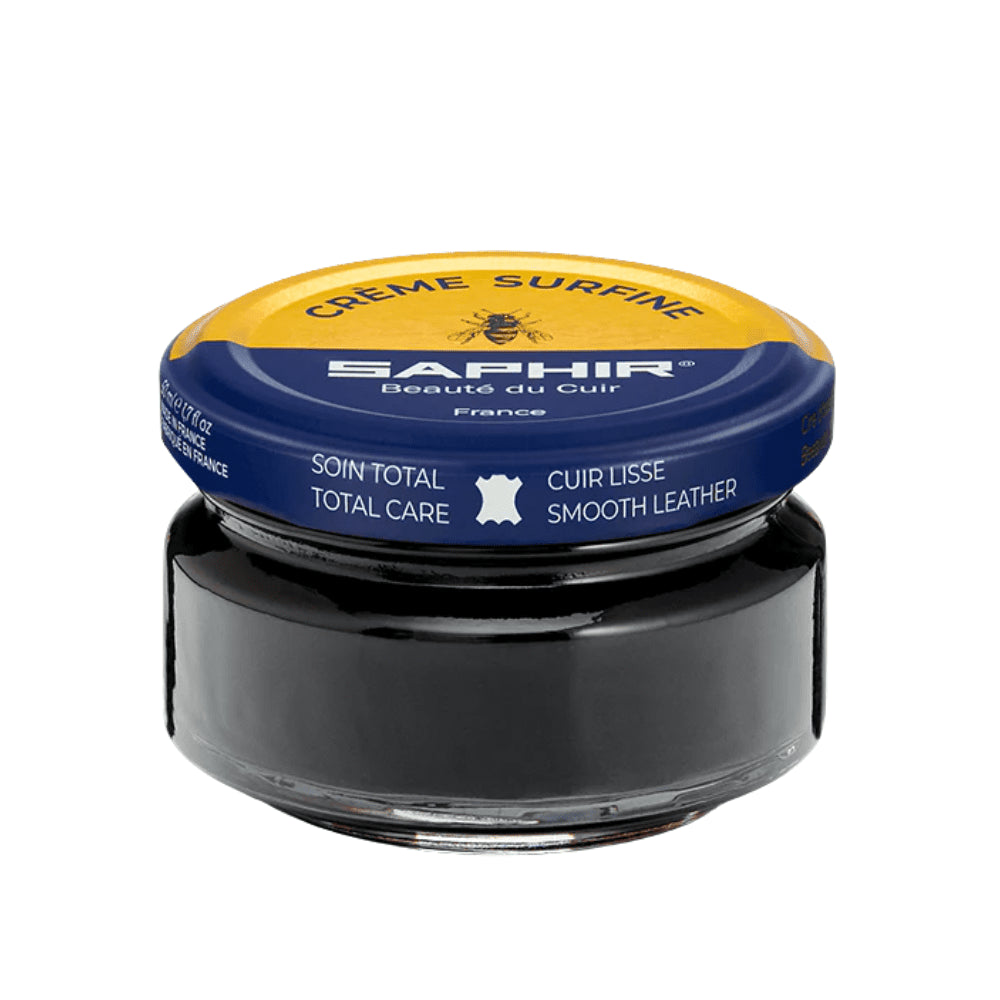 Saphir Creme Surfine Leather Shoe Cream Polish 50ml Beeswax Care Black