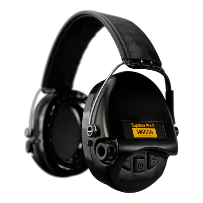 Sordin Supreme Pro-X LED Electronic Shooting Hearing Protection Headset, Black Color, On-Ear Protection - GoMilitar