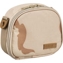 Compact tan carrying case with zipper and Steiner logo for Military Marine 8x25 binoculars, rugged and durable design.