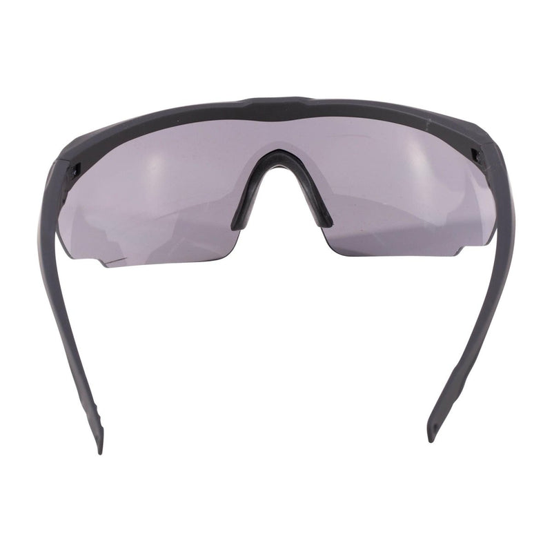 Black SWISS EYE safety goggles with dark tinted, anti-fog, UV-protective lenses and durable frame for tactical use