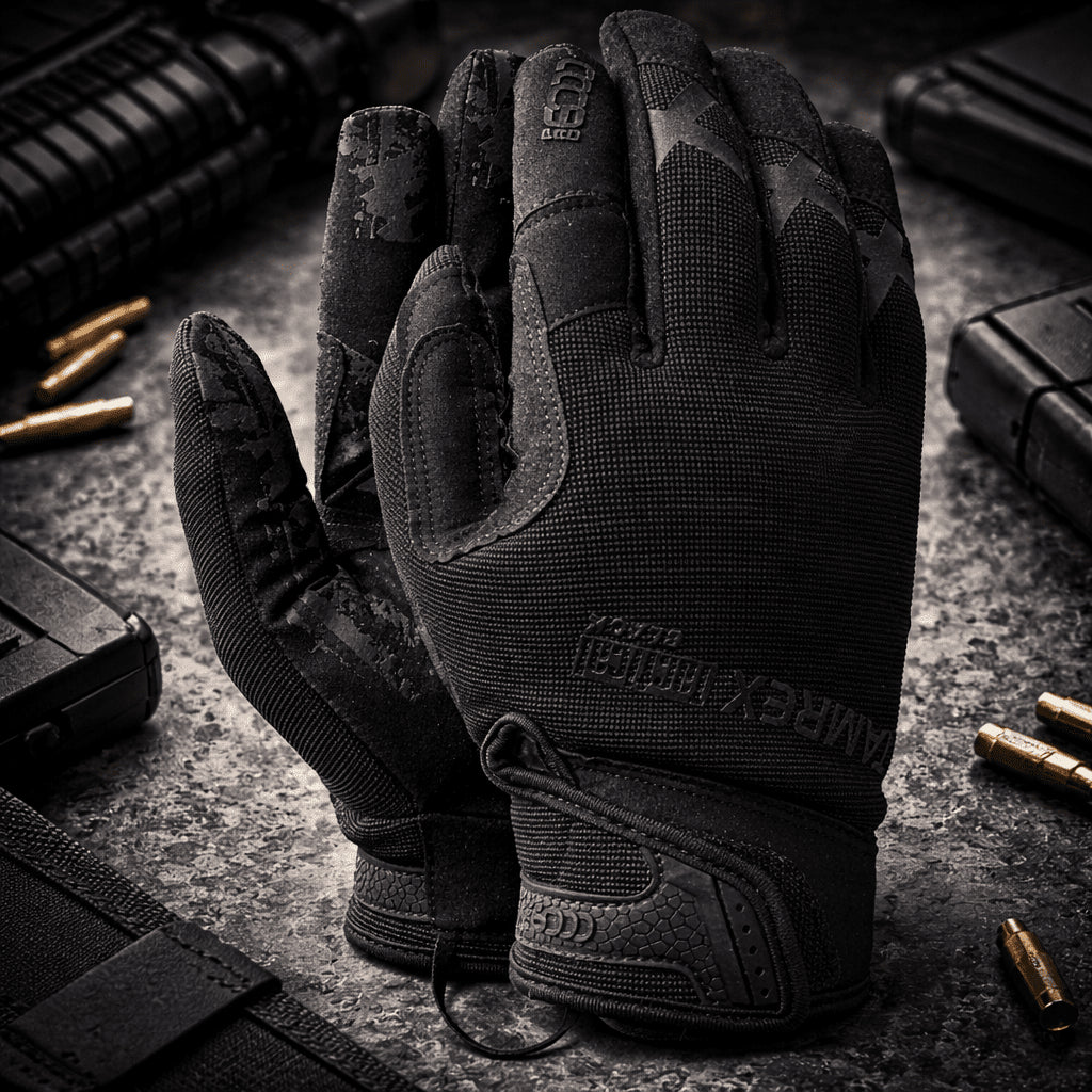 TAMREX Tactical Gloves Extremly Durable Synthetic Leather Good Grip Black