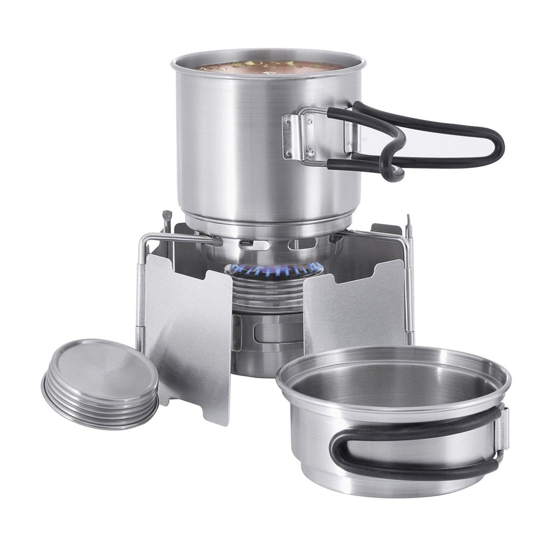 Tatonka Alcohol burner stove set outdoor cooking kit stainless steel pot stand
