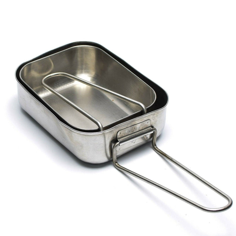 Original Dutch Military stainless steel 2pcs mess tins mess kit Cooker Military Bushcraft gray